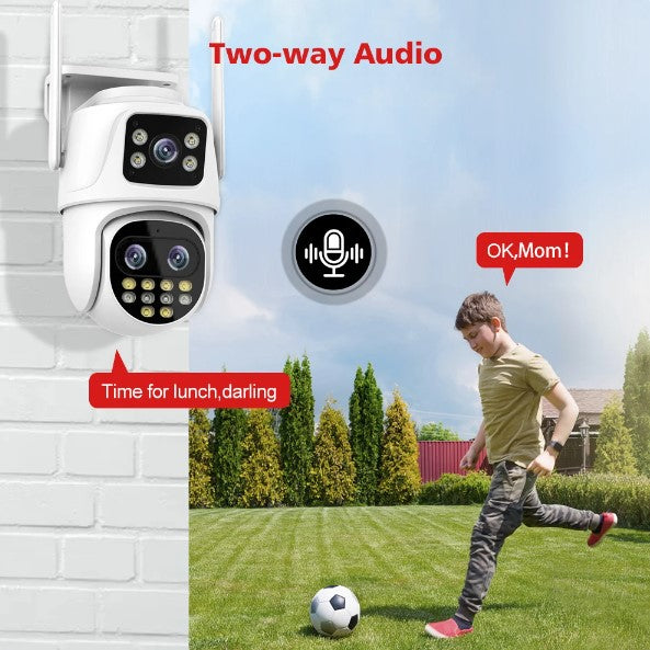 Wifi Surveillance Camera Outdoor PTZ 9MP Three lens 8X Digital Zoom AI Auto Tracking Humanoid Detection 4MP Security Camera 24Hr Smart